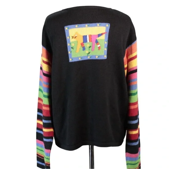 Cat Women's Sweater Cardigan Y2K Vintage - Picture 4 of 12